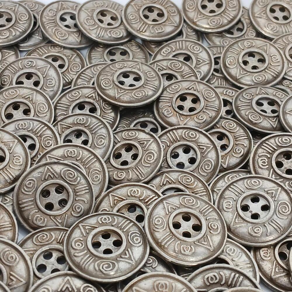 Vintage Engraved Metal Buttons Rustic Boho Sewing Craft Lot 140